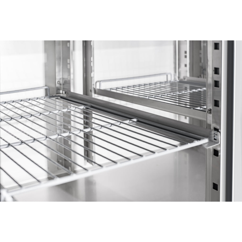 79 in. Three-Door Commercial Refrigerated Granite Top Pizza Prep Station With a Refrigerated Stainless-Steel Condiment Pan Holder