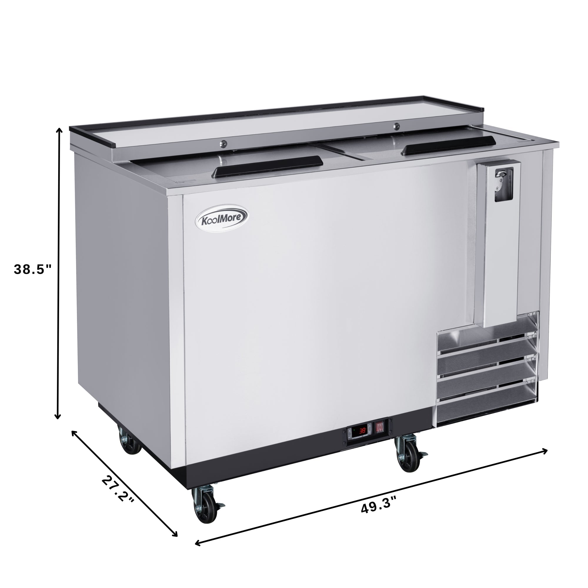 50 in. Commercial Bottle Cooler in Stainless-Steel with Built-In Opener, ETL Listed, 14 cu. ft.