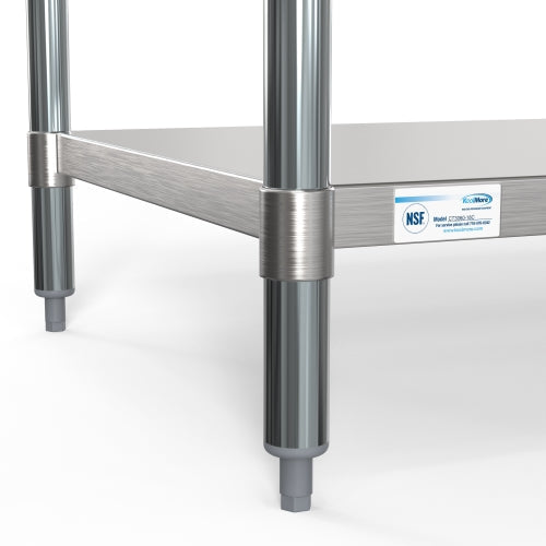 30" x 60" 18-Gauge 304 Stainless Steel Commercial Work Table with Casters