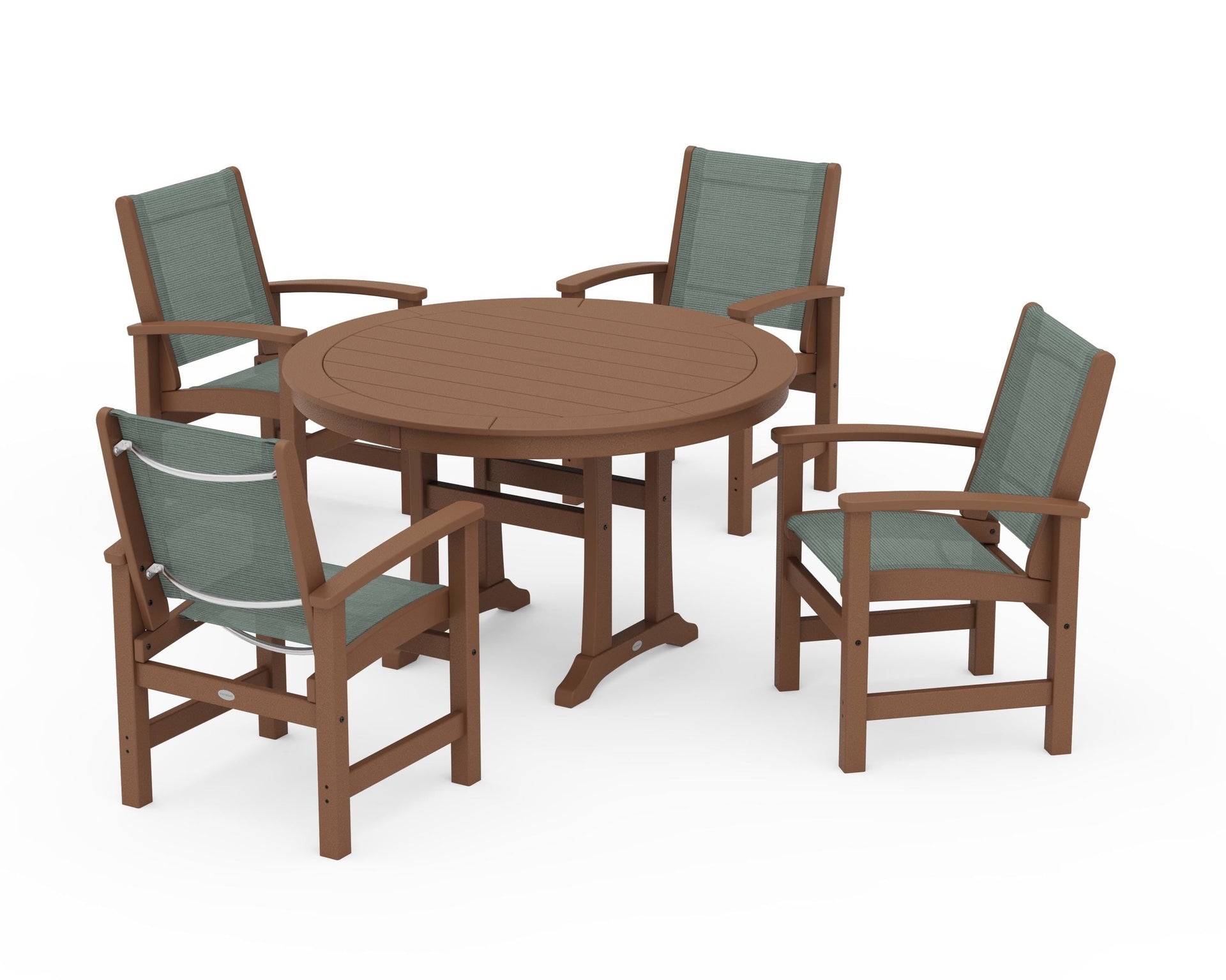 Coastal 5-Piece Round Dining Set with Trestle Legs