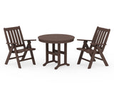 Vineyard Folding Chair 3-Piece Round Dining Set