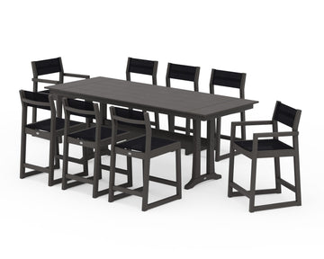 EDGE Sling 9-Piece Farmhouse Counter Set with Trestle Legs