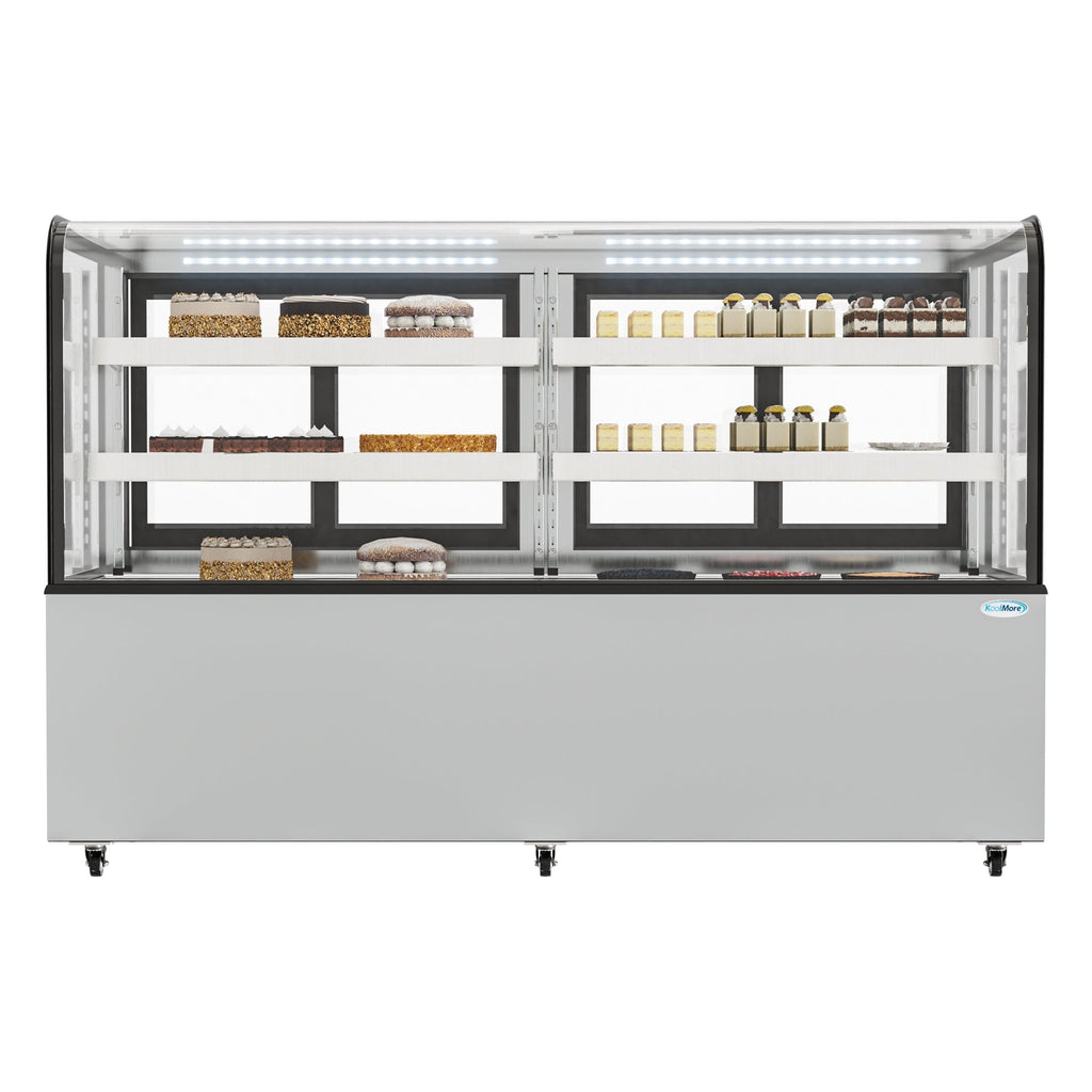71 in. Dry Bakery Display Case with Front Curved Glass Protection, 20 cu ft.