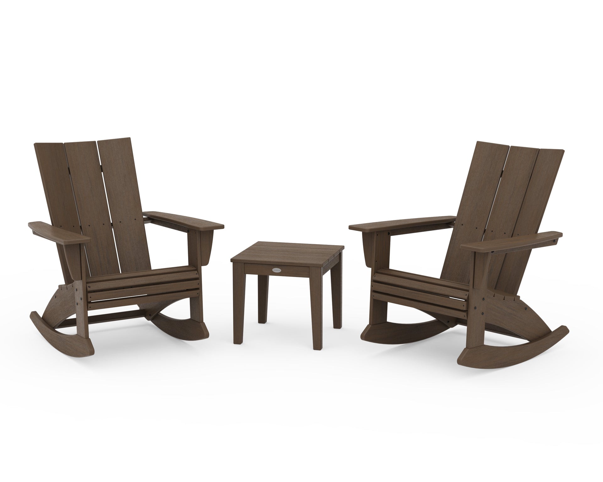 Modern Curveback 3-Piece Adirondack Rocking Chair Set