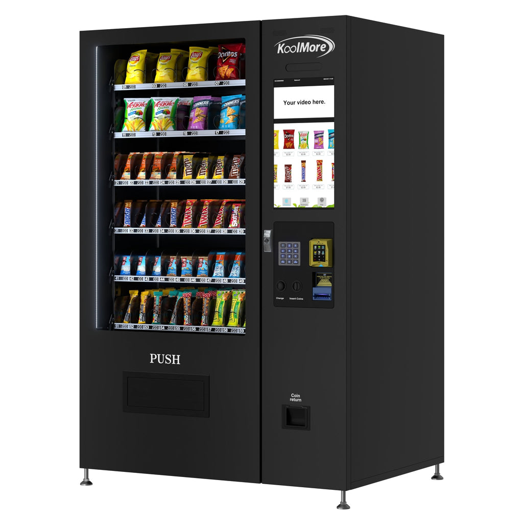 50 in. 60-Slot Snack Vending Machine with 22-inch Touch Screen, Credit Card Reader, Bill and Coin Acceptor in Black, Non-Refrigerated