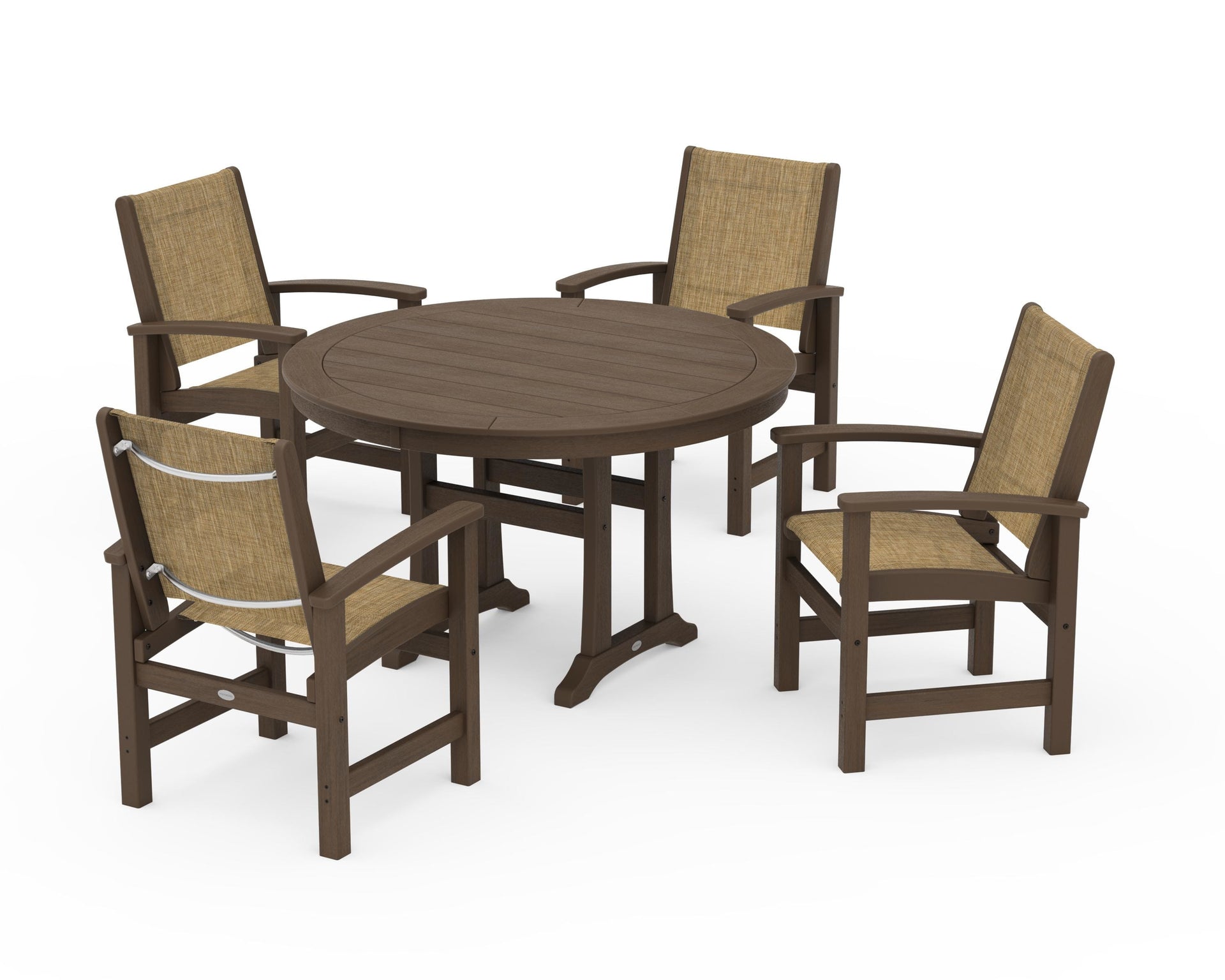 Coastal 5-Piece Round Dining Set with Trestle Legs