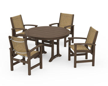 Coastal 5-Piece Round Dining Set with Trestle Legs