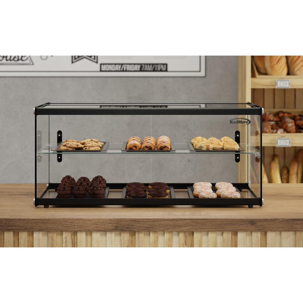 33 in. 2 Tiered Pastry Display Case With Shelf and Sliding Door, 3.2 cu. ft. Capacity, ETL Listed