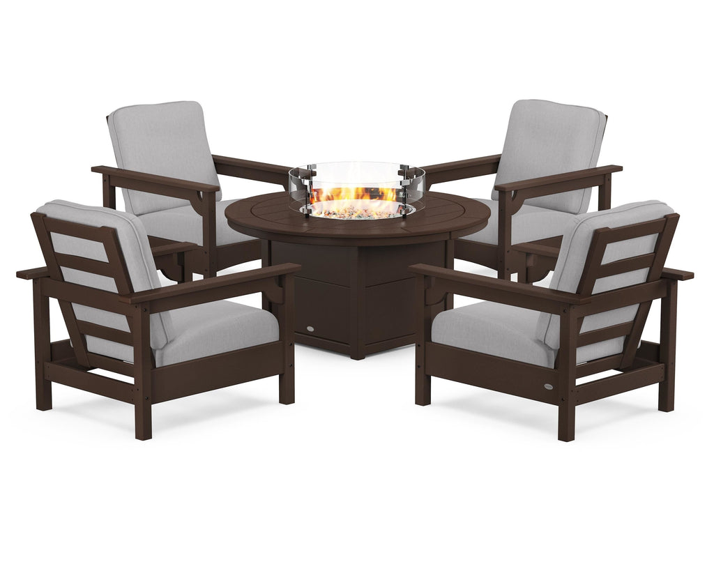 Club 5-Piece Conversation Set with Fire Pit Table