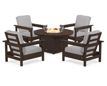 Club 5-Piece Conversation Set with Fire Pit Table