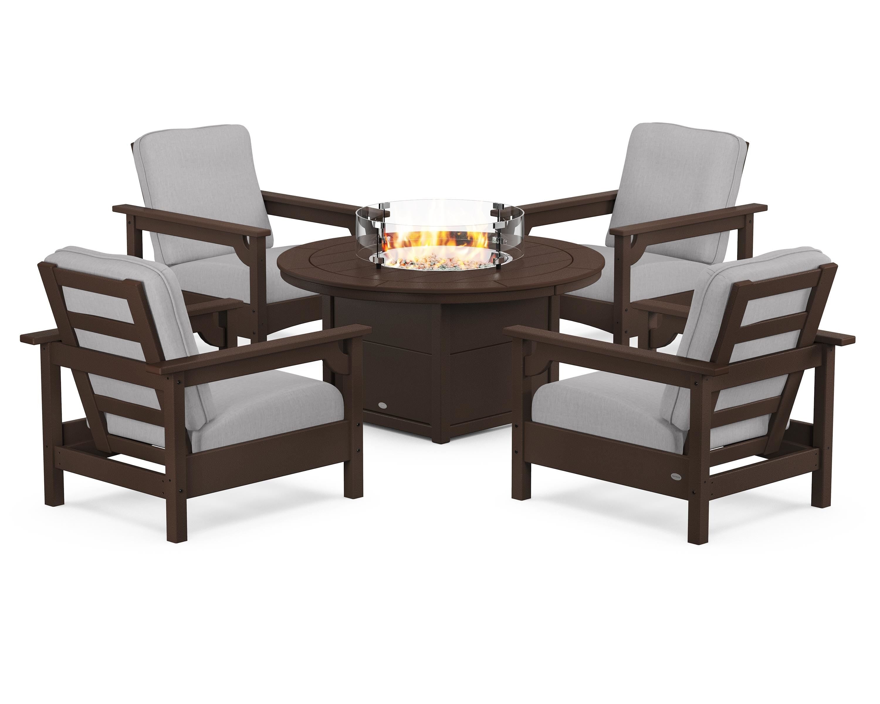 Club 5-Piece Conversation Set with Fire Pit Table
