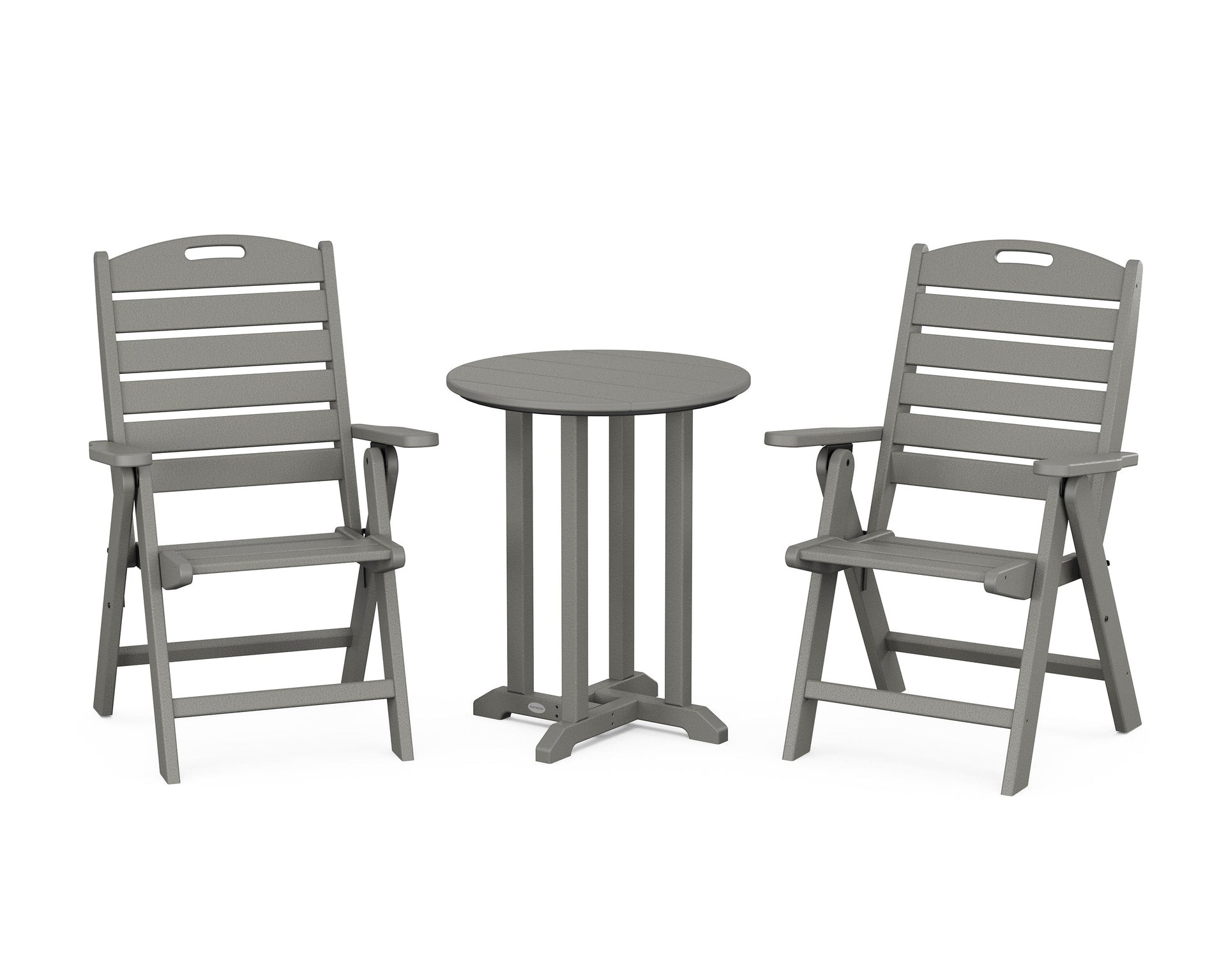 Nautical Folding Highback Chair 3-Piece Round Bistro Dining Set
