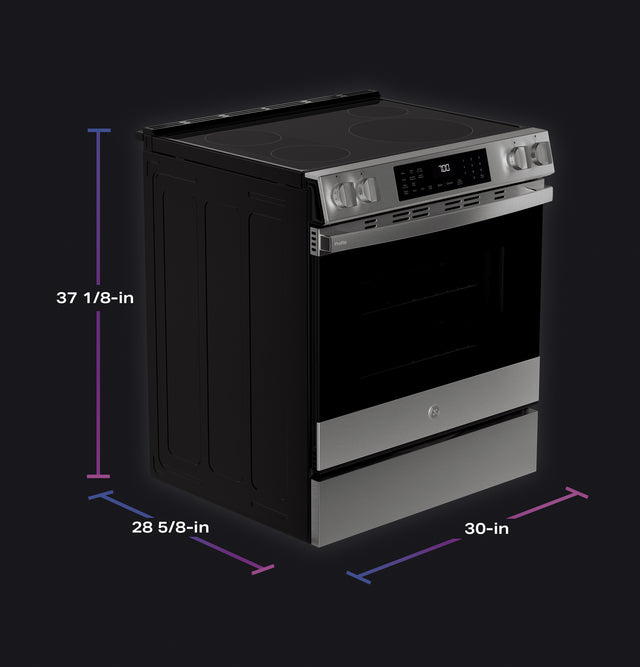 GE Profile Energy Star 30" Smart Slide-In Induction and Convection Range with No Preheat Air Fry and EasyWash Oven Tray: