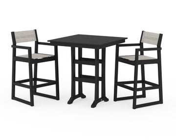 EDGE Sling Arm Chair 3-Piece Farmhouse Bar Set with Trestle Legs