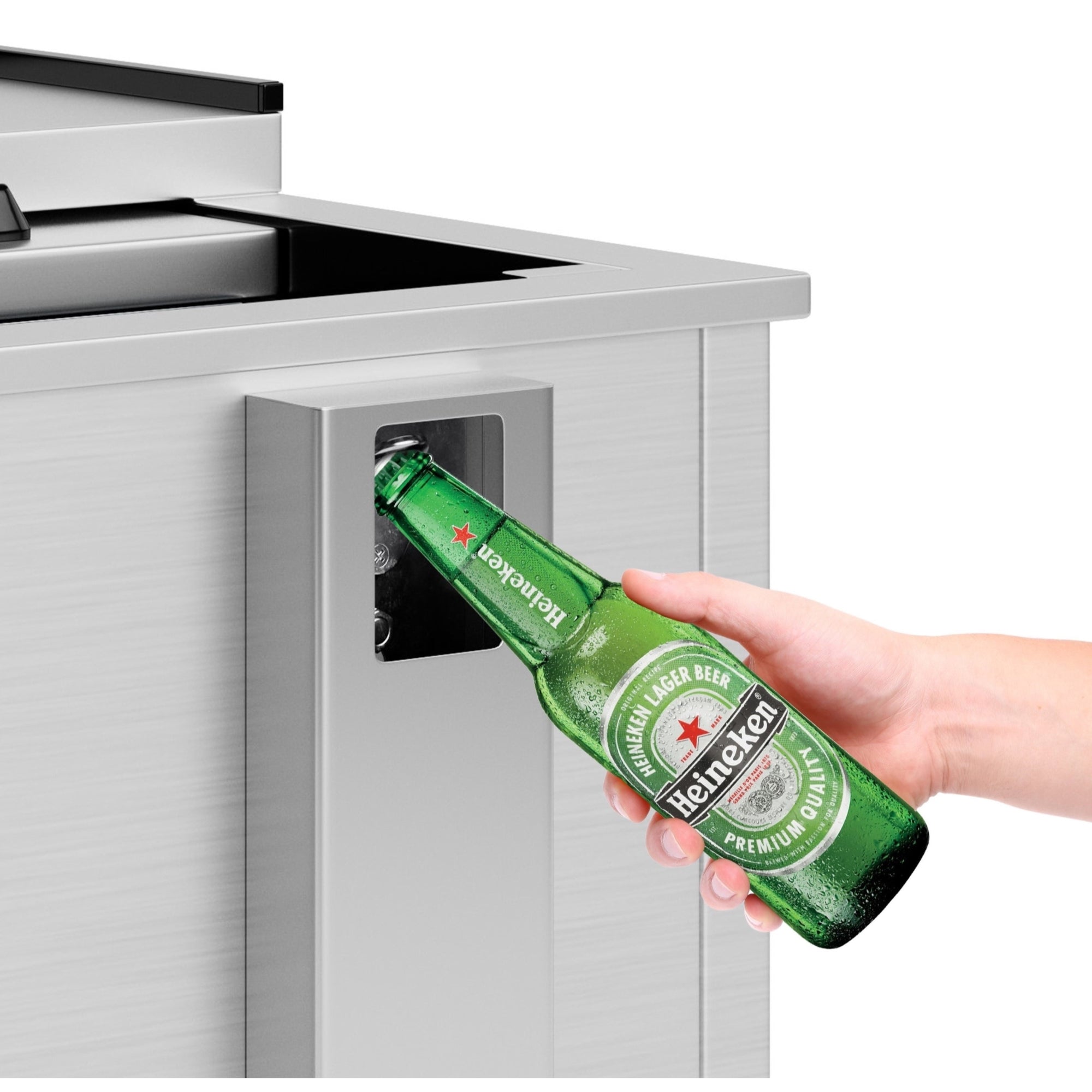 36 in. Commercial Bottle Cooler in Stainless-Steel with Built-In Opener, ETL Listed, 9 cu. ft.