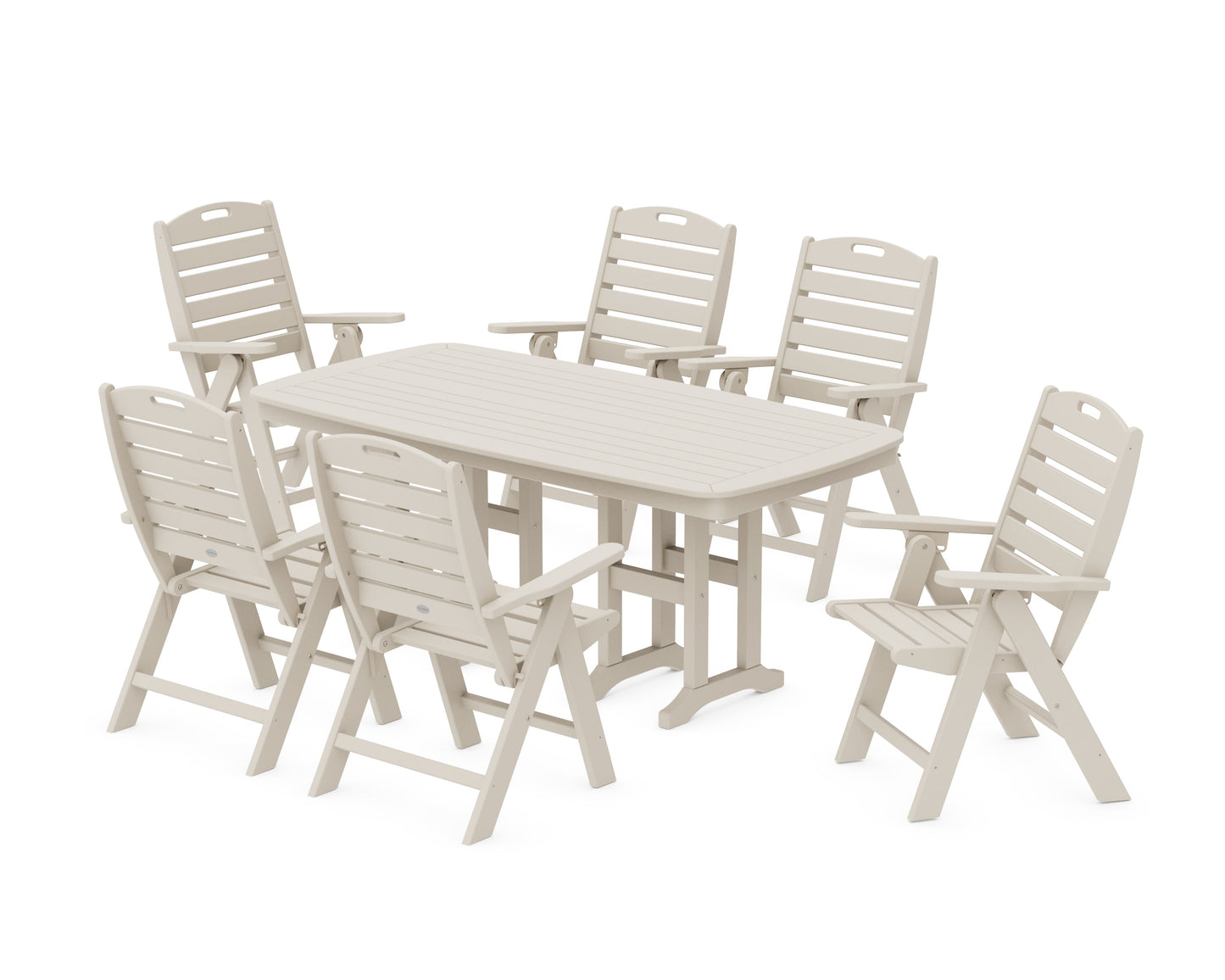 Nautical Folding Highback Chair 7-Piece Dining Set