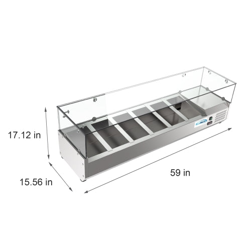 59 in. Six Pan Refrigerated Countertop Condiment Prep Station