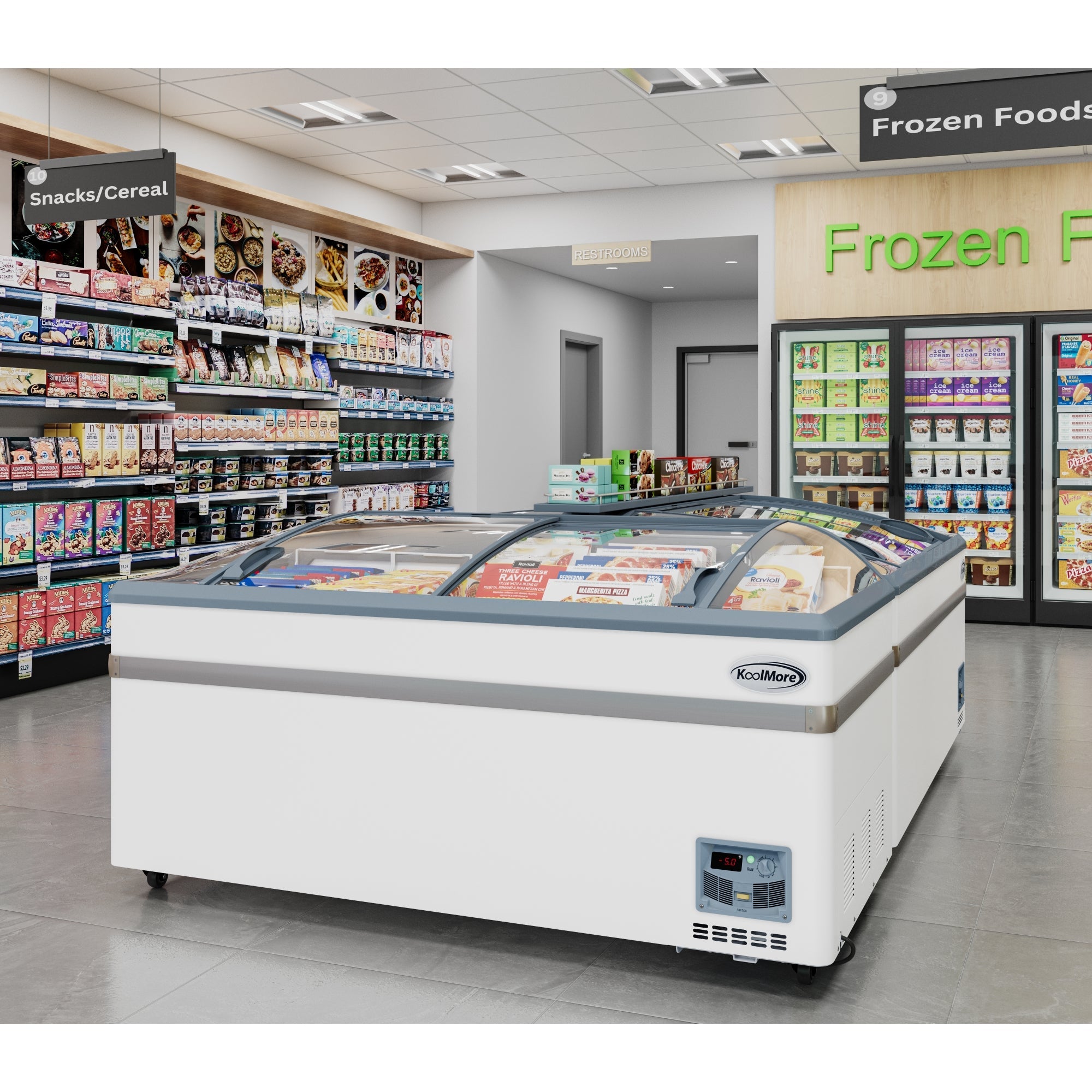 65 Inch Manual Defrost Island Chest Freezer in White, 16 cu. ft.