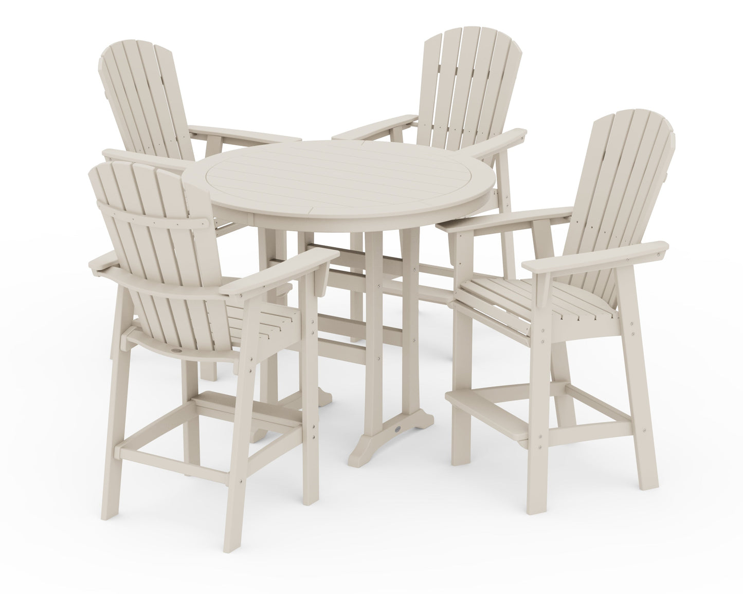 Nautical Curveback Adirondack 5-Piece Round Trestle Bar Set