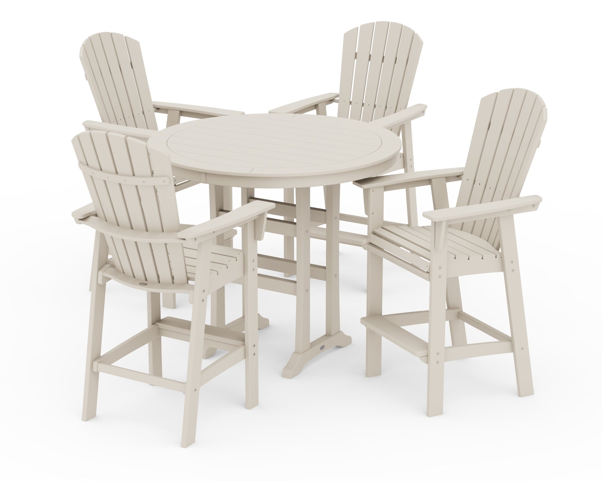 Nautical Curveback Adirondack 5-Piece Round Trestle Bar Set
