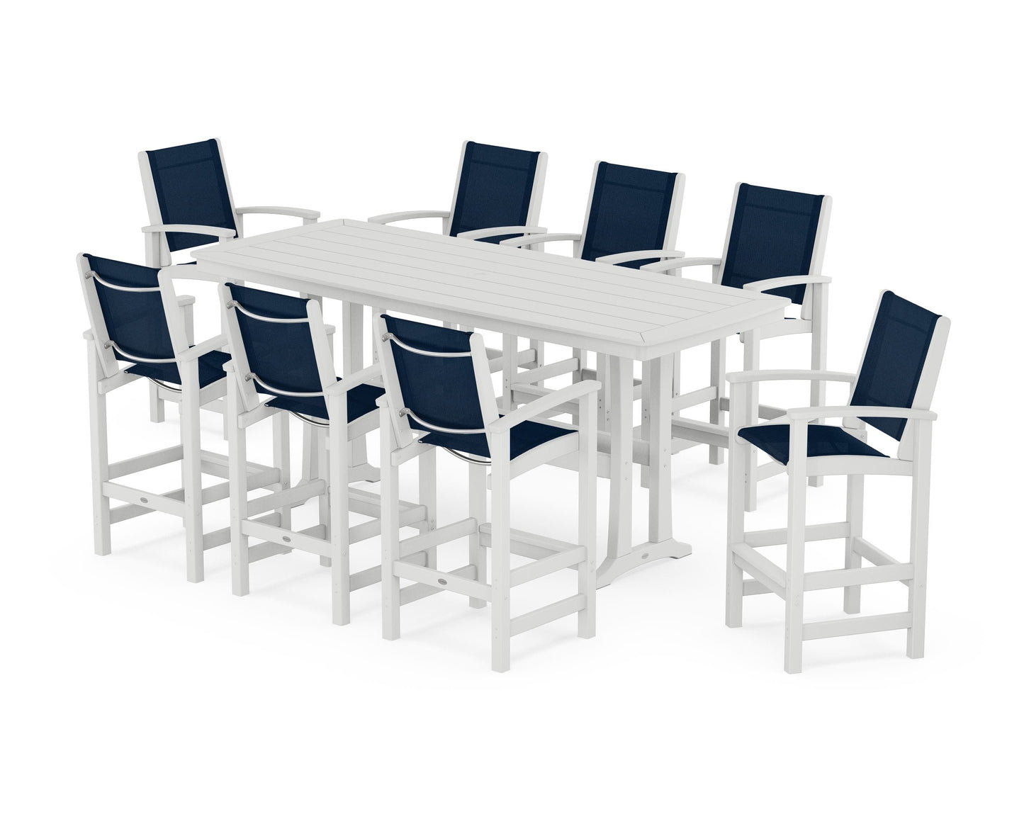 Coastal 9-Piece Bar Set with Trestle Legs