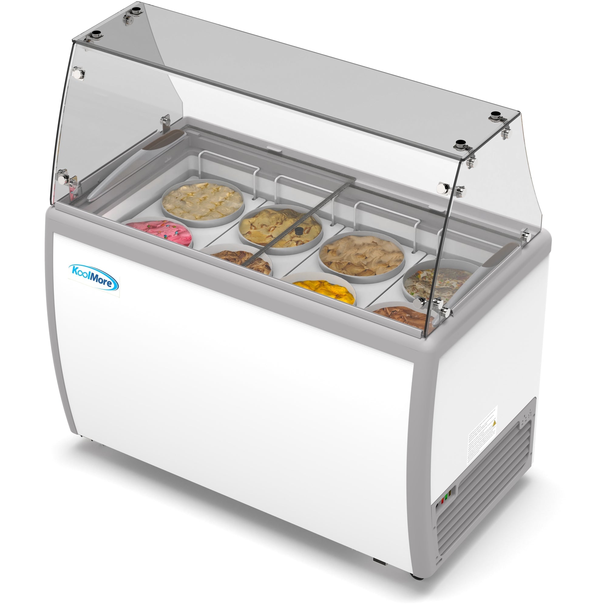 50 in. 8 Tub Ice Cream Dipping Cabinet Display Freezer with Sliding Glass Door and Sneeze Guard 13 cu. ft.