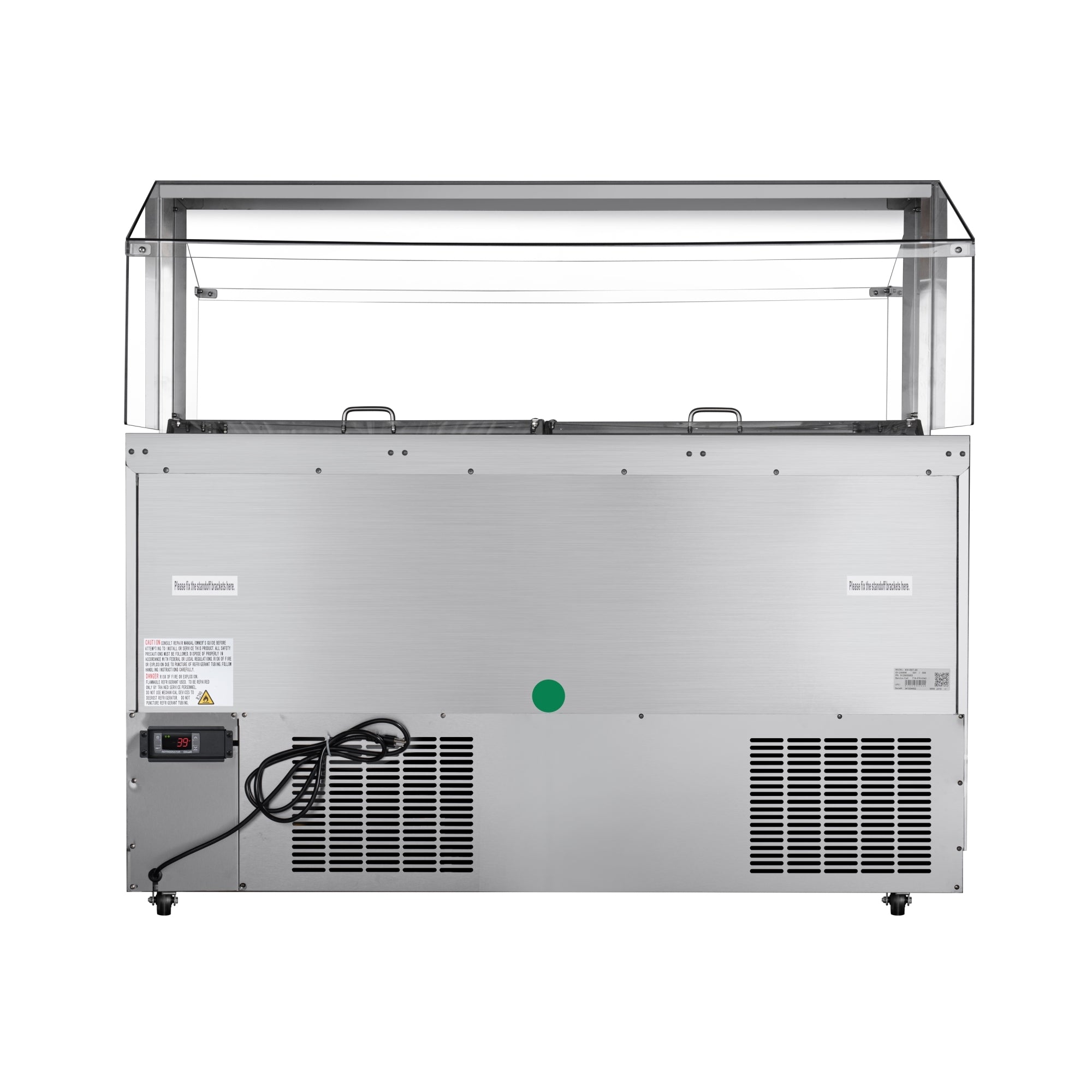60 in. Commercial Refrigerated Prep Station with Sneeze Guard and Buffet Slide, 12-Pan (Not Included) Capacity with Covers and Two Adjustable Shelves in Stainless-Steel, ETL Listed