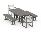 EDGE Sling Arm Chair 5-Piece Farmhouse Dining Set with Benches