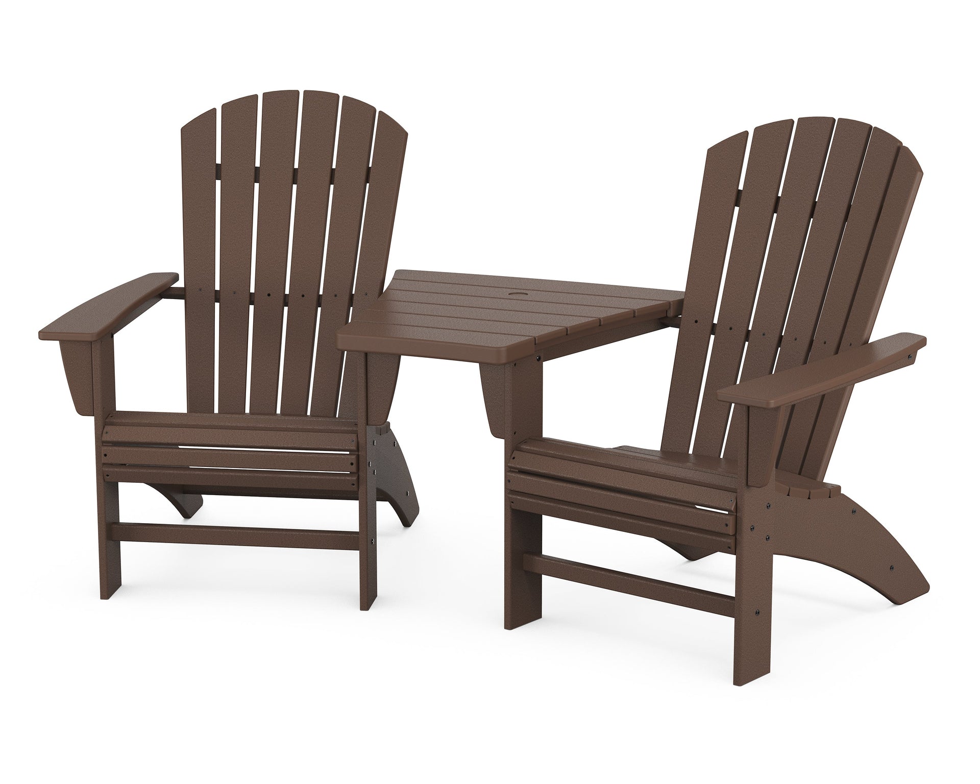 Nautical 3-Piece Curveback Adirondack Set with Angled Connecting Table