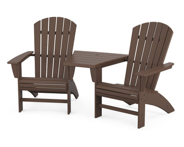 Nautical 3-Piece Curveback Adirondack Set with Angled Connecting Table