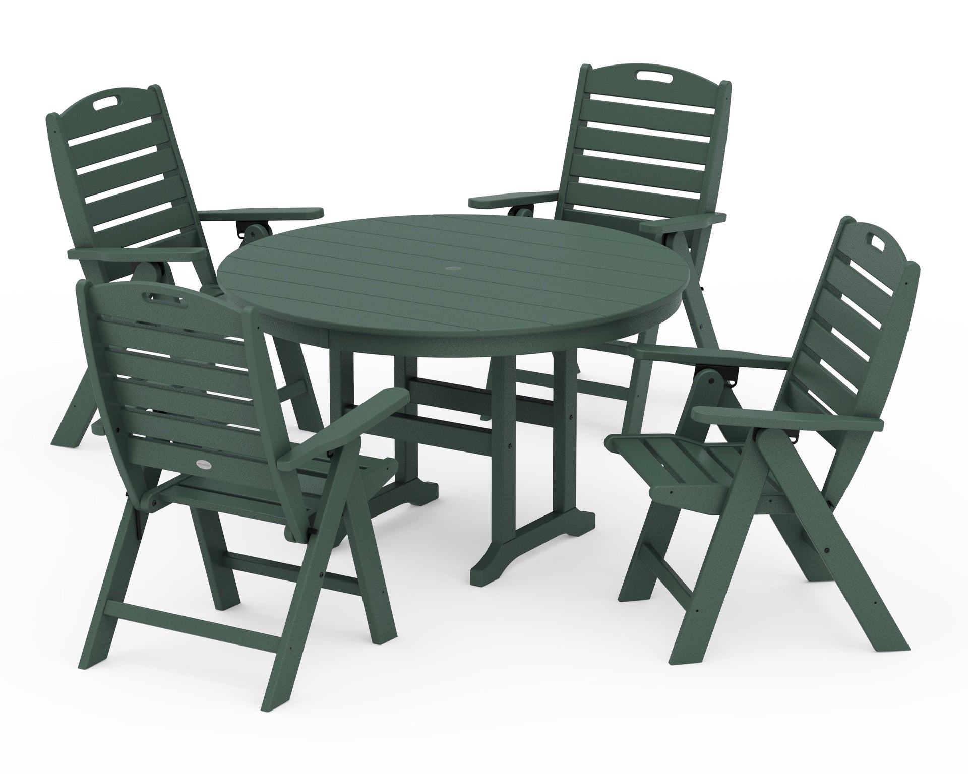 Nautical Folding Chair 5-Piece Round Farmhouse Dining Set