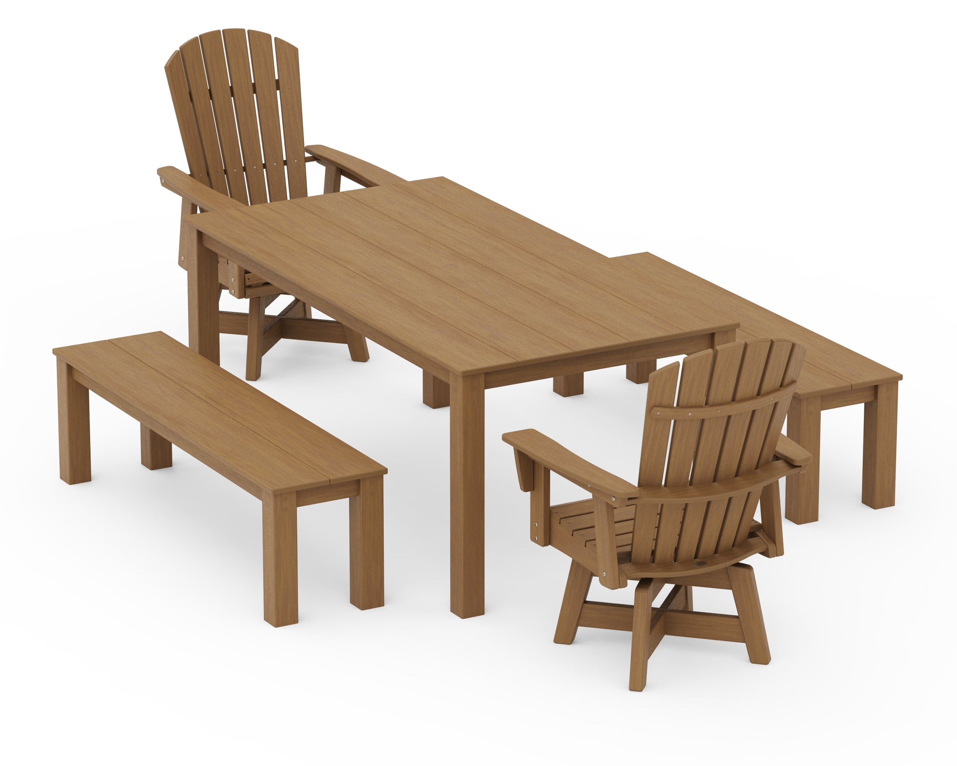 Nautical Curveback Adirondack Swivel 5-Piece Parsons Dining Set with Benches
