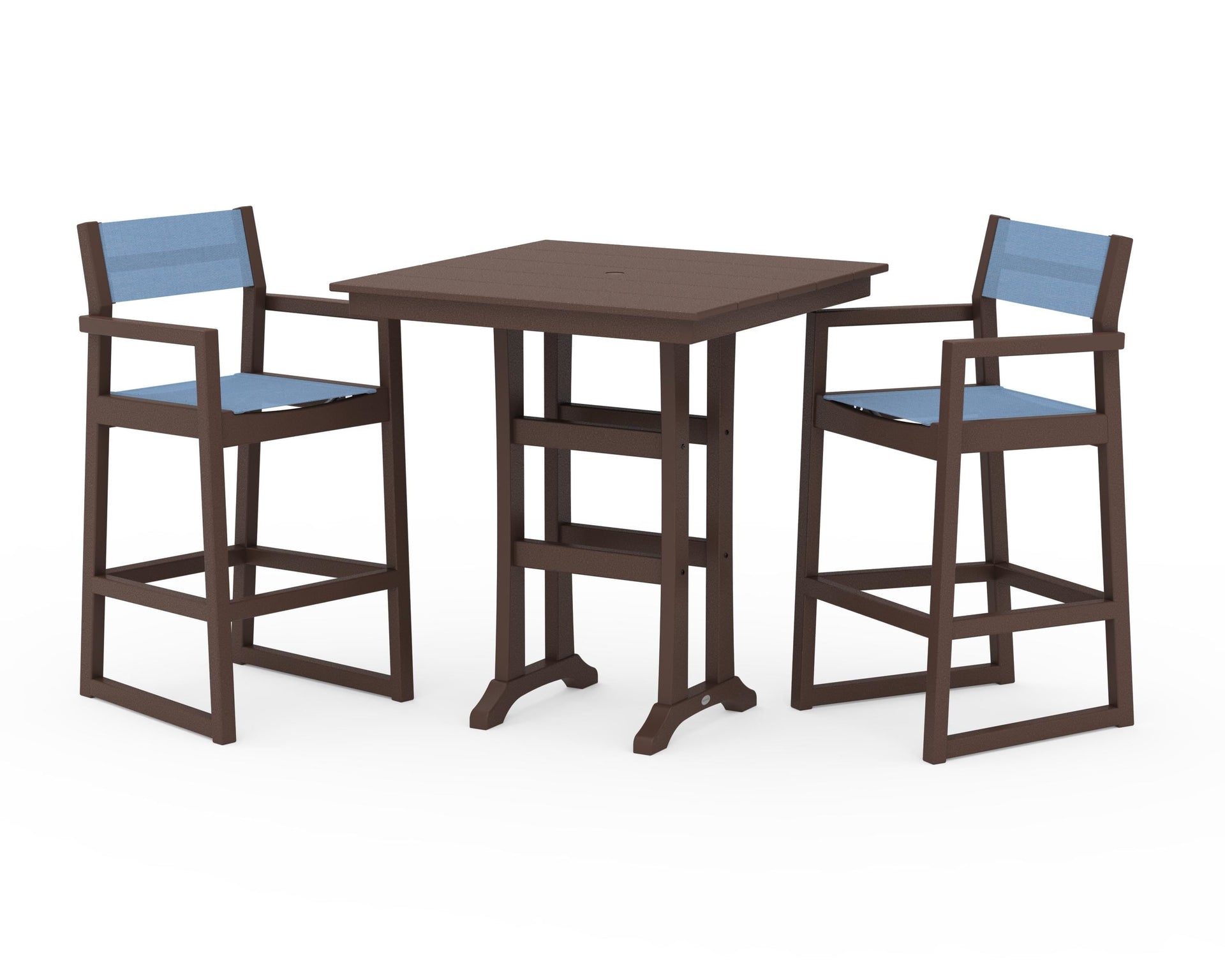 EDGE Sling Arm Chair 3-Piece Farmhouse Bar Set with Trestle Legs