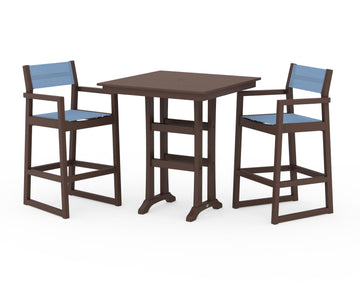 EDGE Sling Arm Chair 3-Piece Farmhouse Bar Set with Trestle Legs