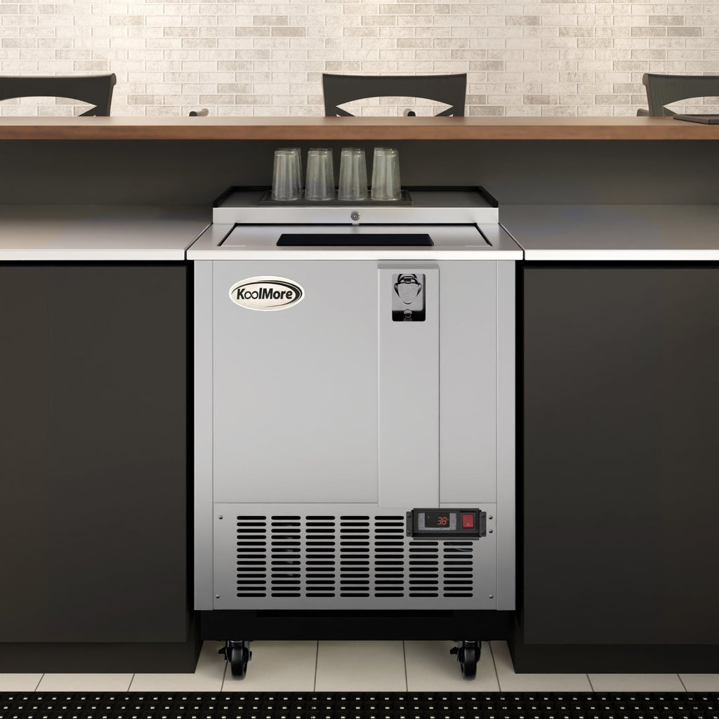 25 in. Commercial Bottle Cooler in Stainless-Steel with Built-In Opener, ETL Listed, 5 cu. ft.