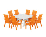 Modern Curveback Adirondack 9-Piece Square Dining Set with Trestle Legs
