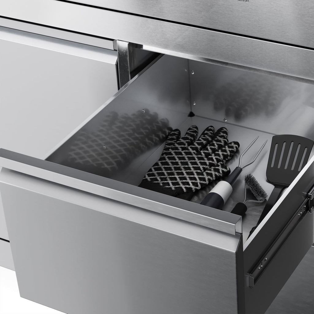 32 in. Outdoor Kitchen Liquid Propane Side Burner with Bottom Cabinet in Stainless-Steel (KM-OKS-SBC)