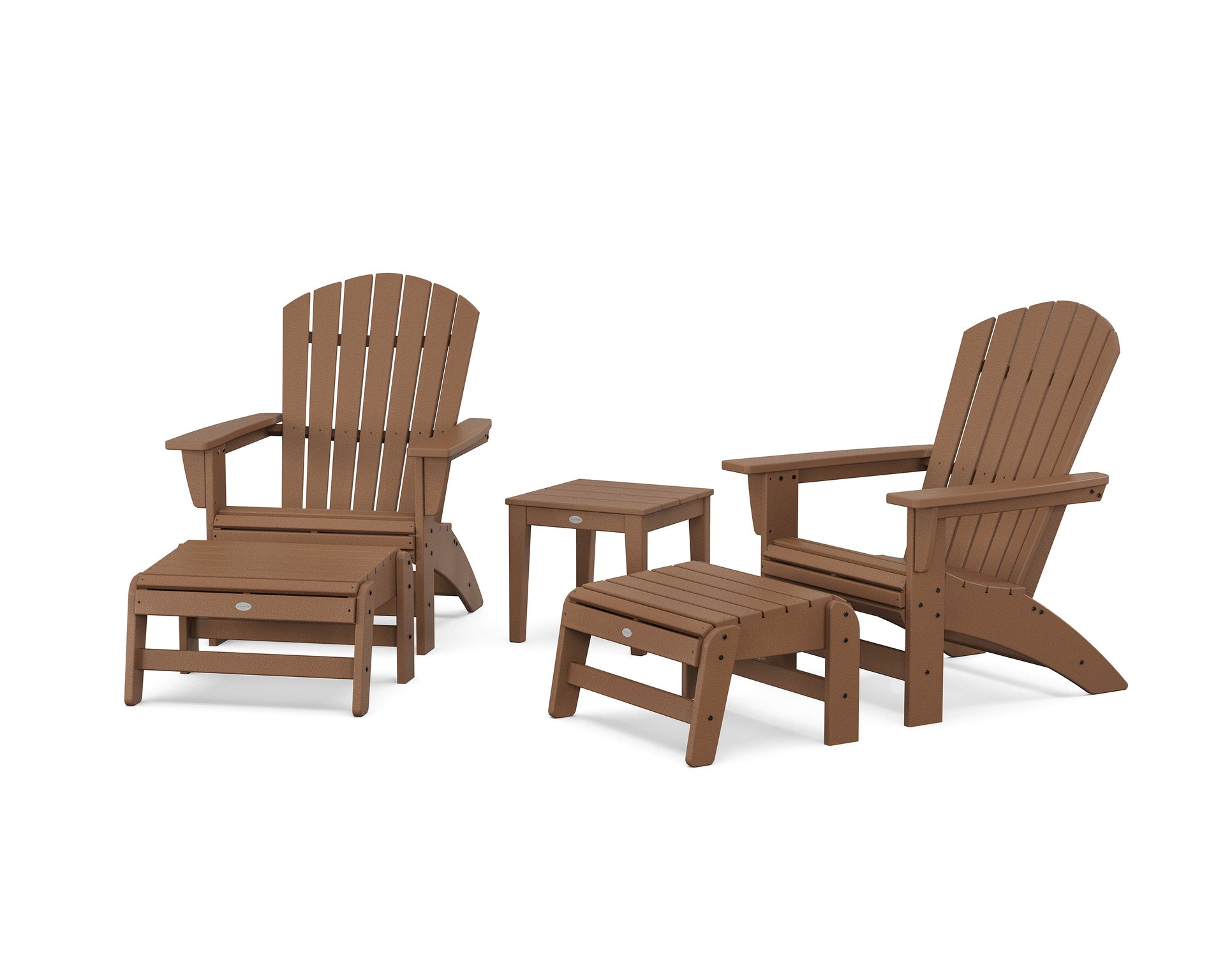 5-Piece Nautical Grand Adirondack Set with Ottomans and Side Table