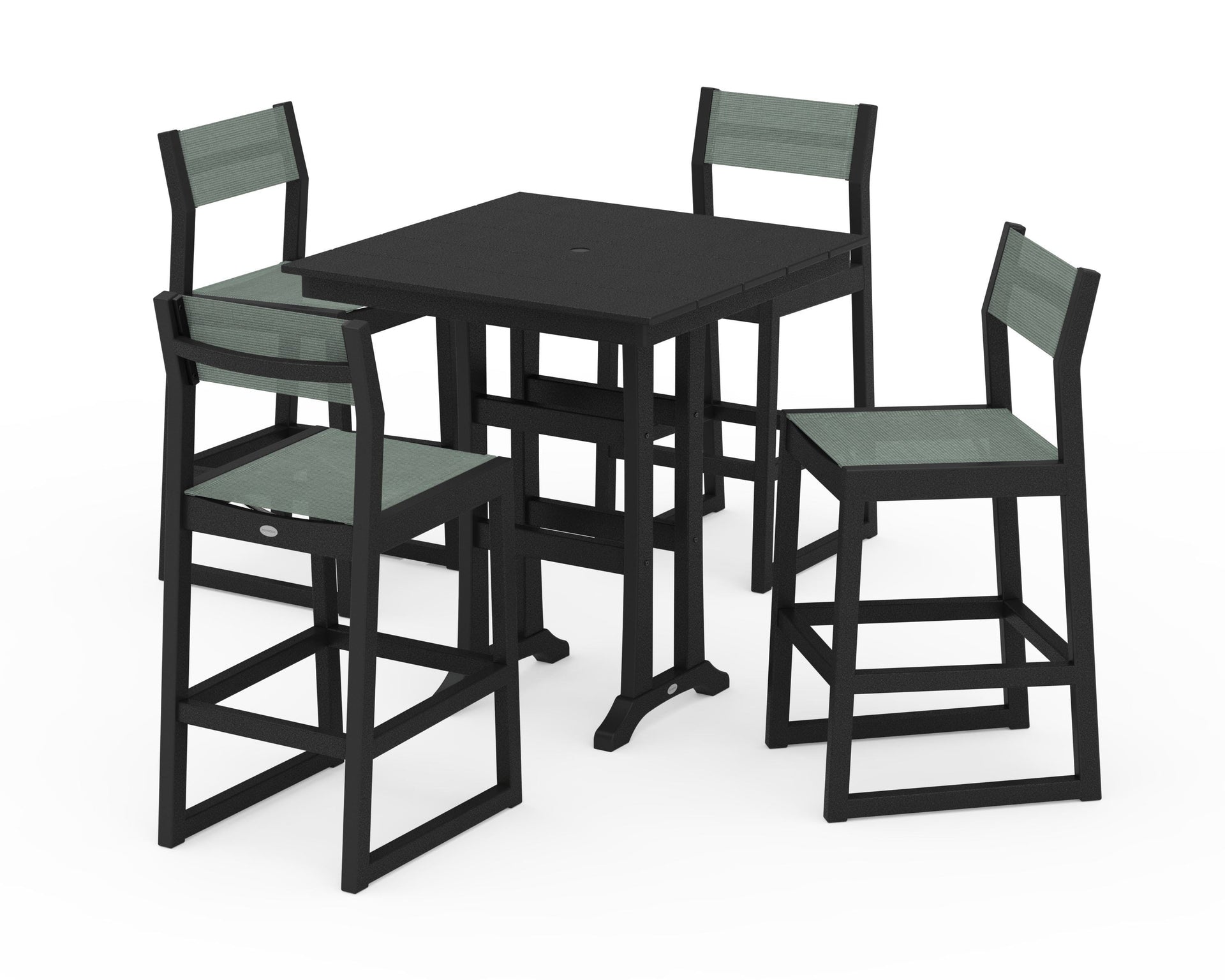 EDGE Sling Arm Chair 5-Piece Farmhouse Bar Set with Trestle Legs