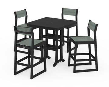 EDGE Sling Arm Chair 5-Piece Farmhouse Bar Set with Trestle Legs