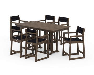 EDGE Sling Arm Chair 7-Piece Farmhouse Counter Set