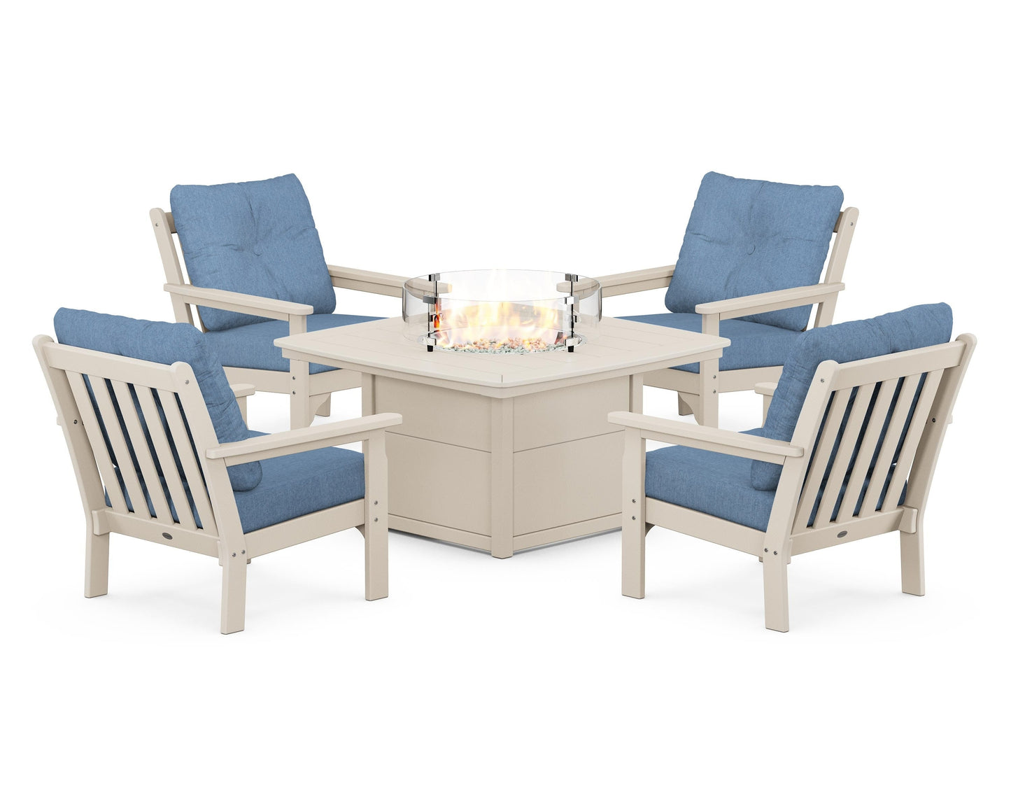 Vineyard 5-Piece Conversation Set with Fire Pit Table