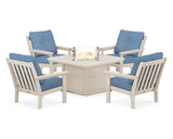 Vineyard 5-Piece Conversation Set with Fire Pit Table