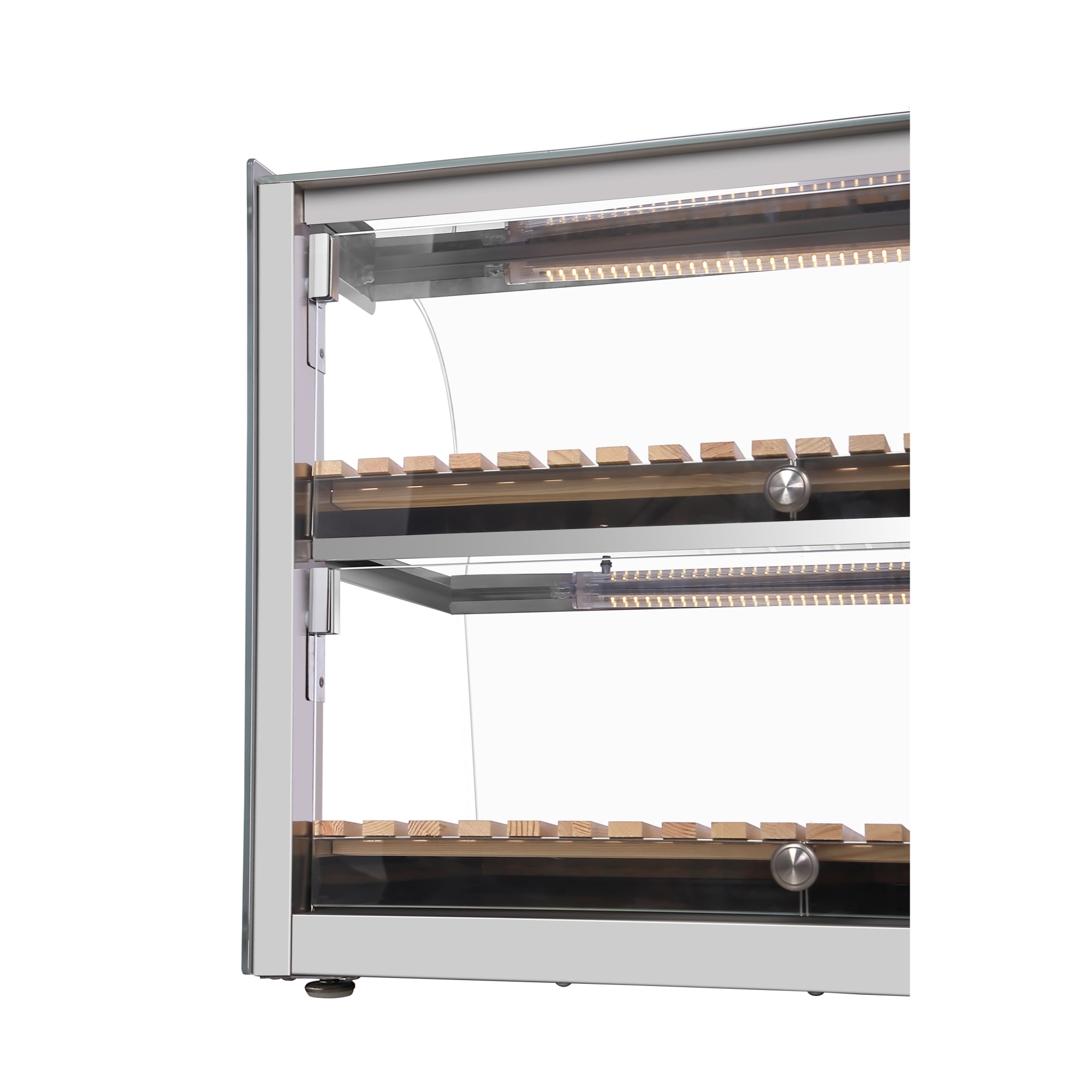 40 in. Glass Countertop Dry Bakery Display Case with Two Shelves and Bamboo Trays