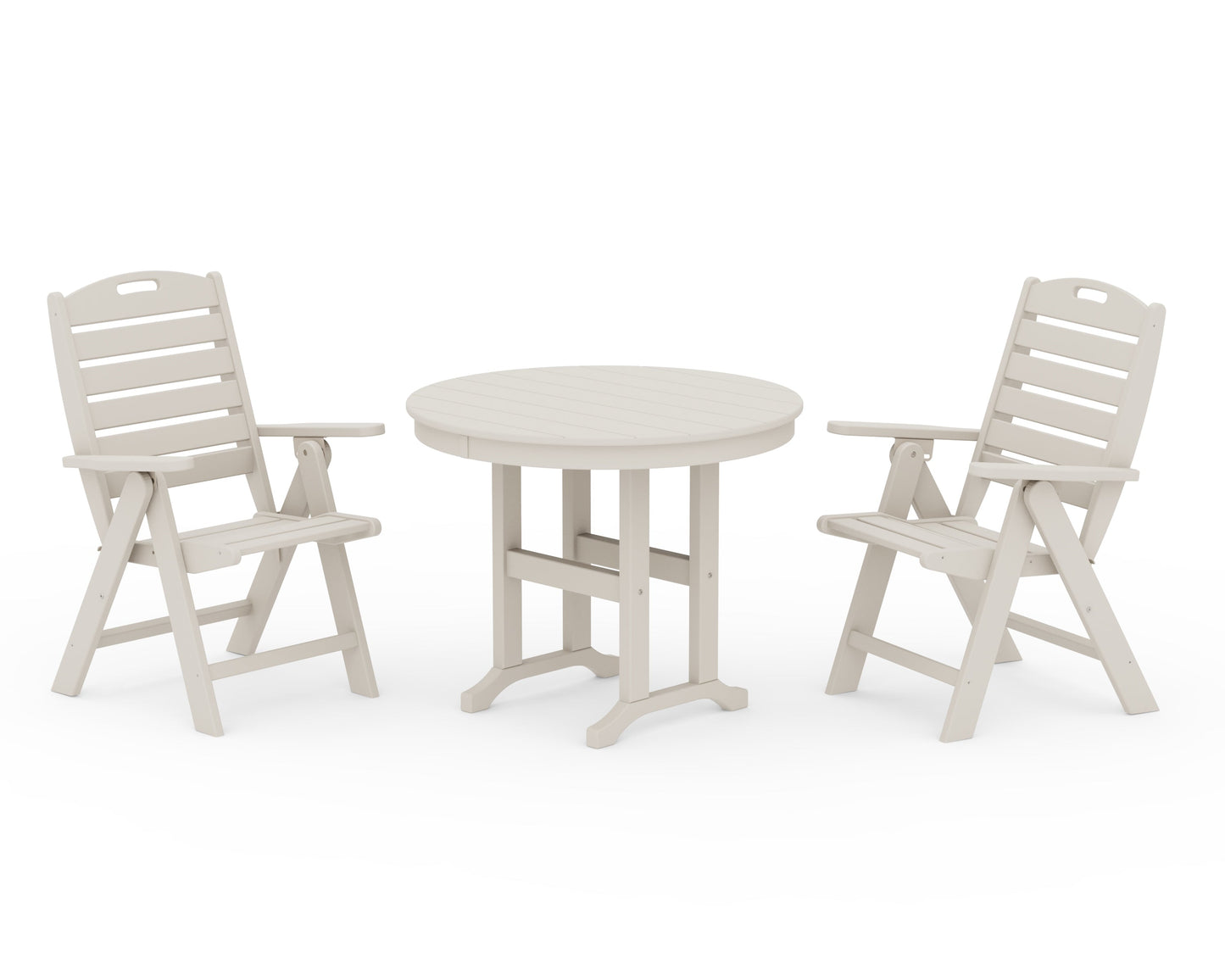 Nautical Folding Highback Chair 3-Piece Round Dining Set
