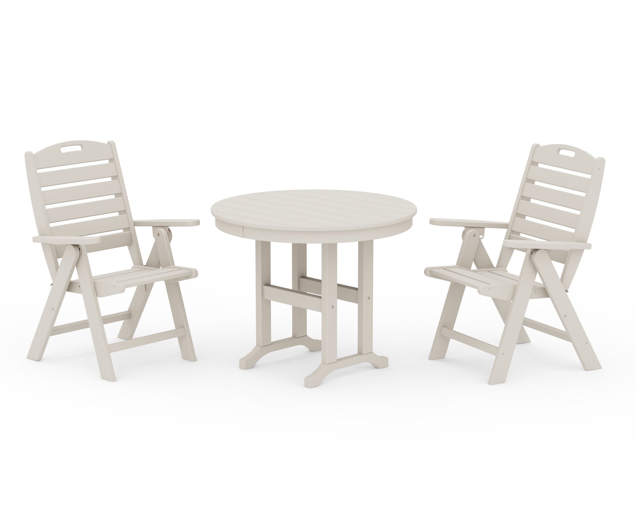 Nautical Folding Highback Chair 3-Piece Round Dining Set