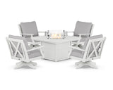 Braxton 5-Piece Deep Seating Swivel Conversation Set with Fire Pit Table