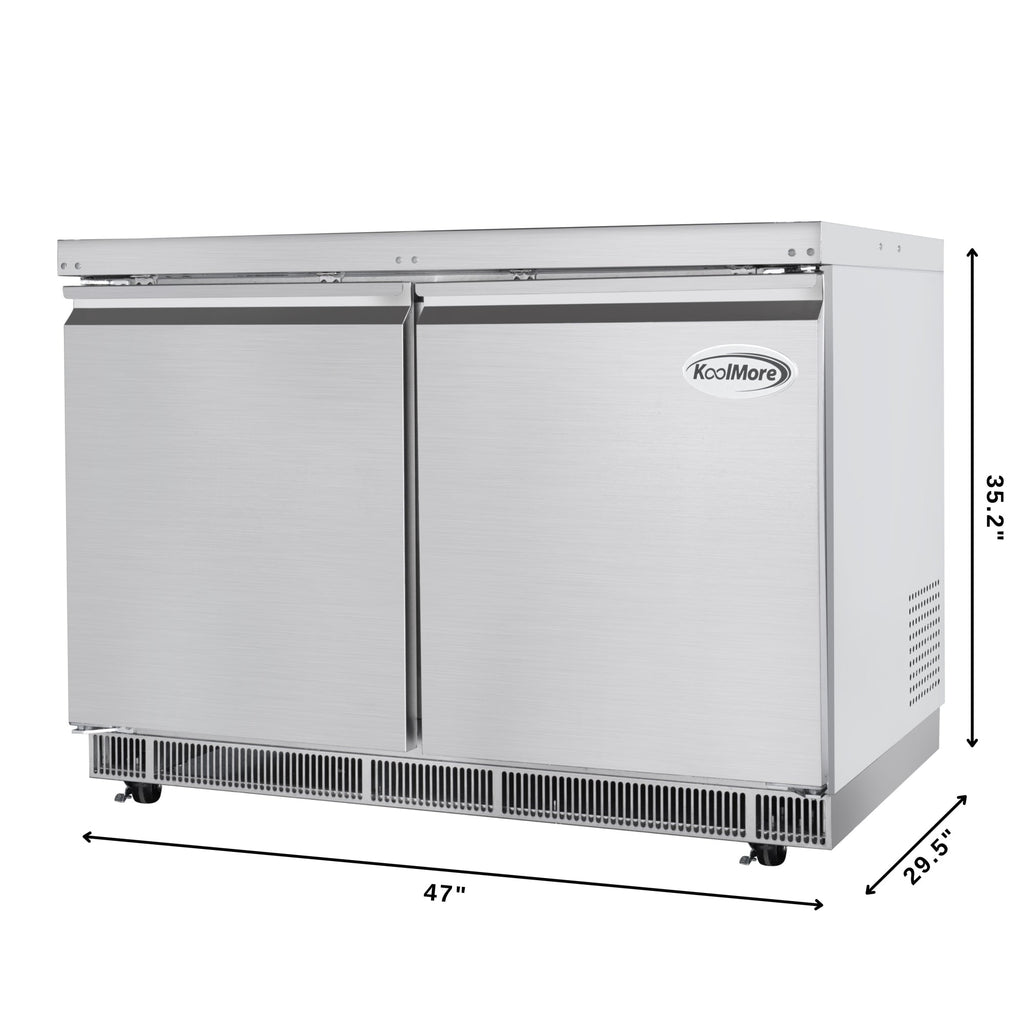 48 in. Commercial Refrigerated Prep Station Cold Table, Stainless-Steel Refrigerator with 9-Pan (Not Included) Capacity with Cover and Two Adjustable Shelves, ETL Listed