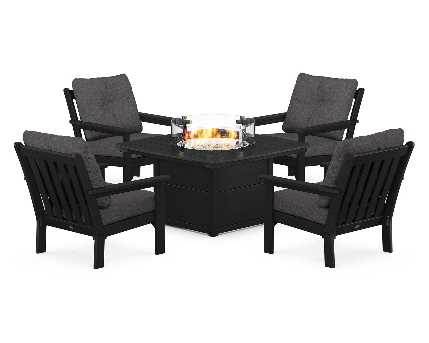 Vineyard 5-Piece Conversation Set with Fire Pit Table