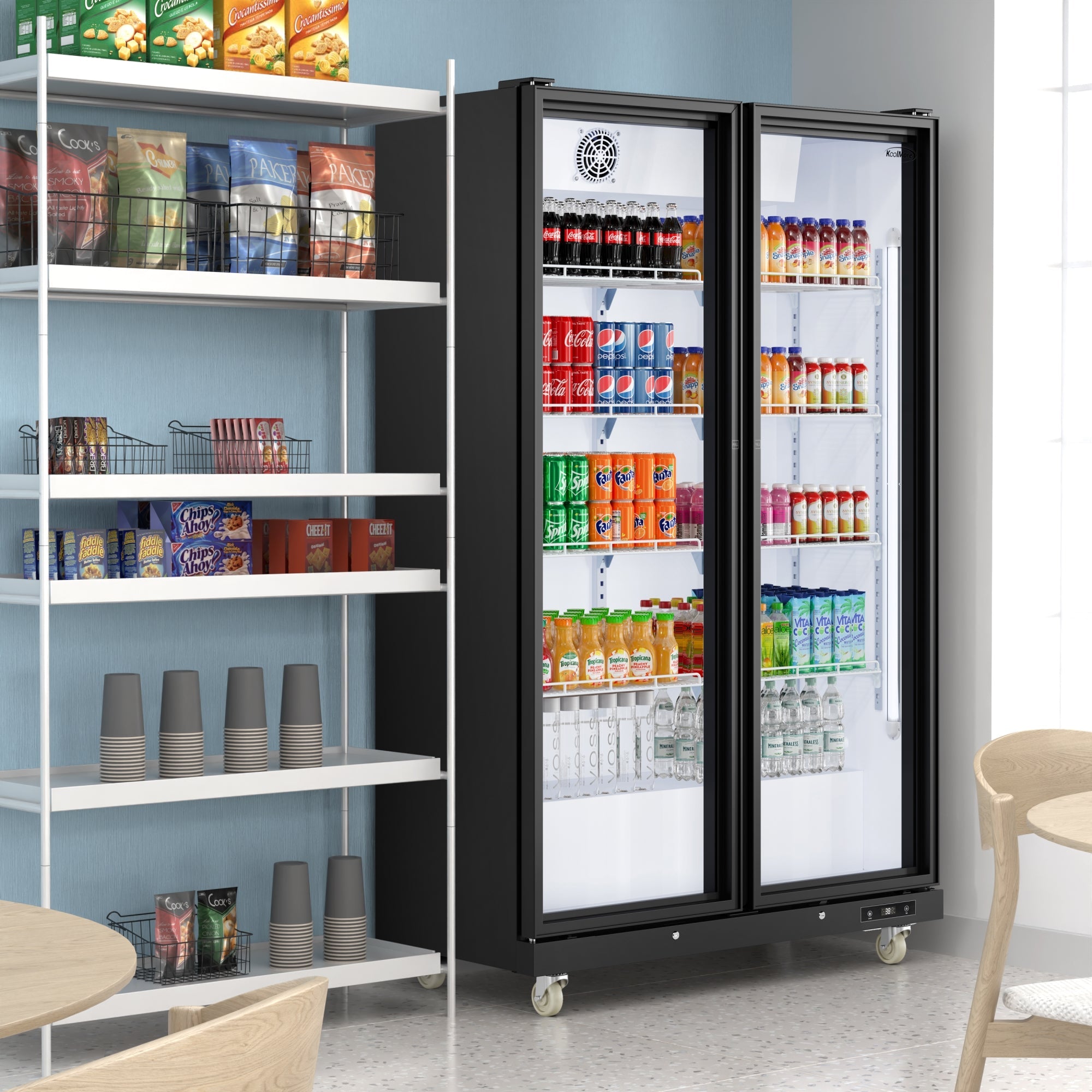 47 in. Commercial 2 Fully Glass Door Merchandiser Refrigerator, 30 Cu. Ft., ETL Listed in Black